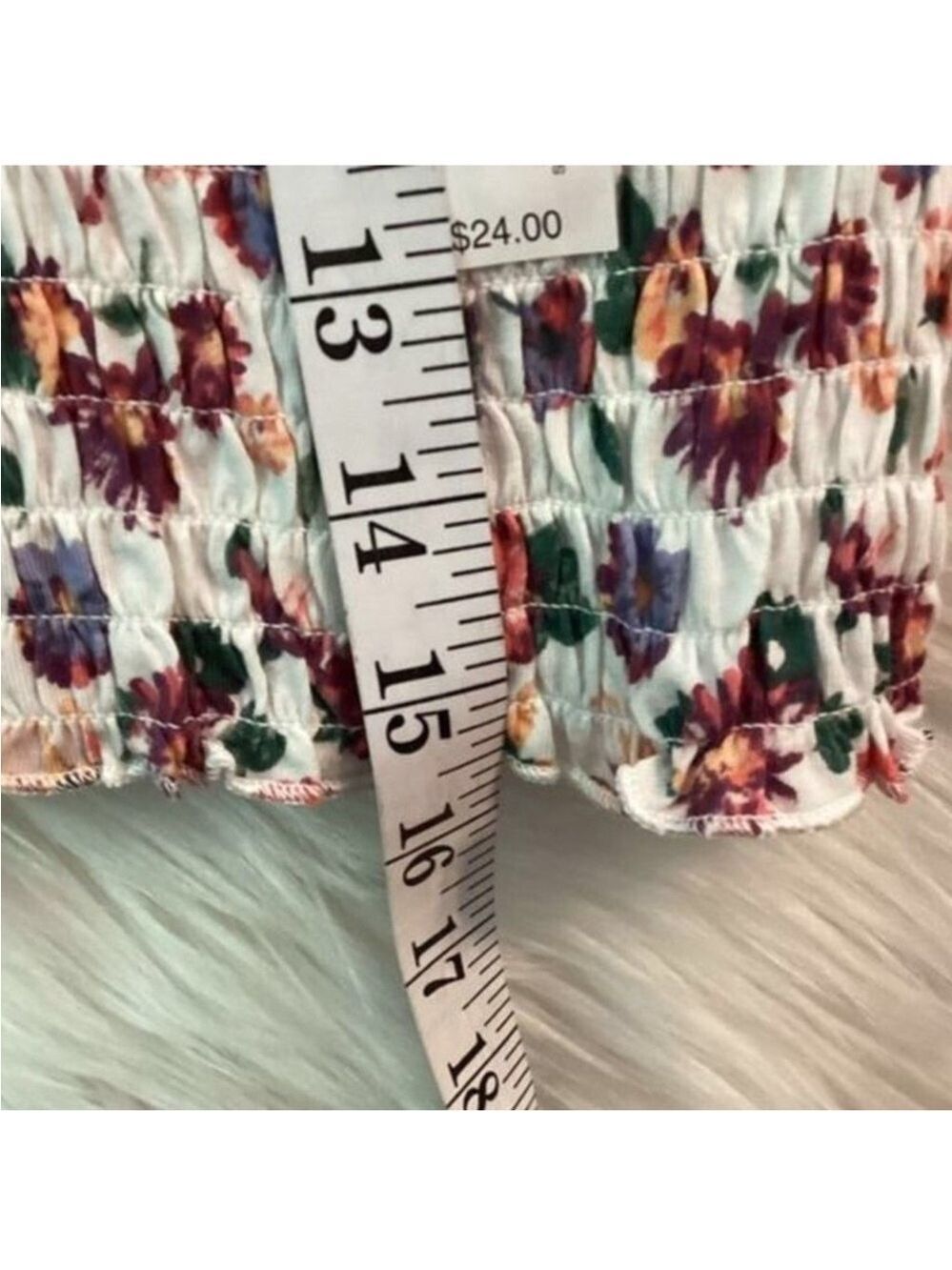 SO Smocked tube top Woman’s Juniors XXL multi colored floral pattern - Picture 11 of 13